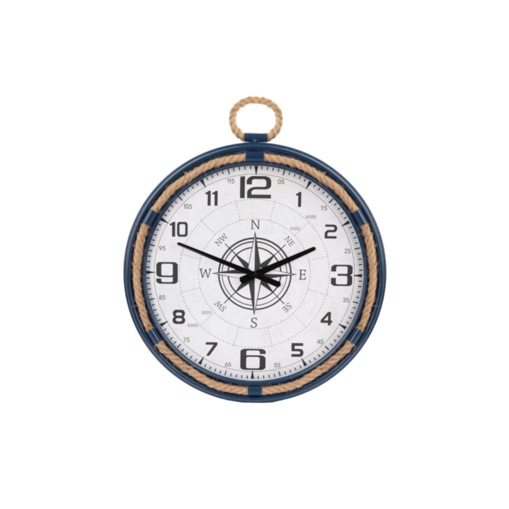 Rope Frame Compass Wall Clock - Navy