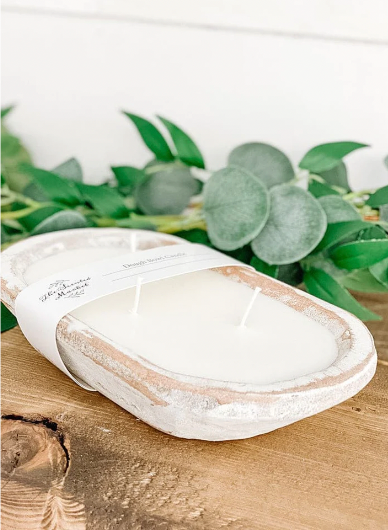 White Dough Bowl 3 Wick Candle