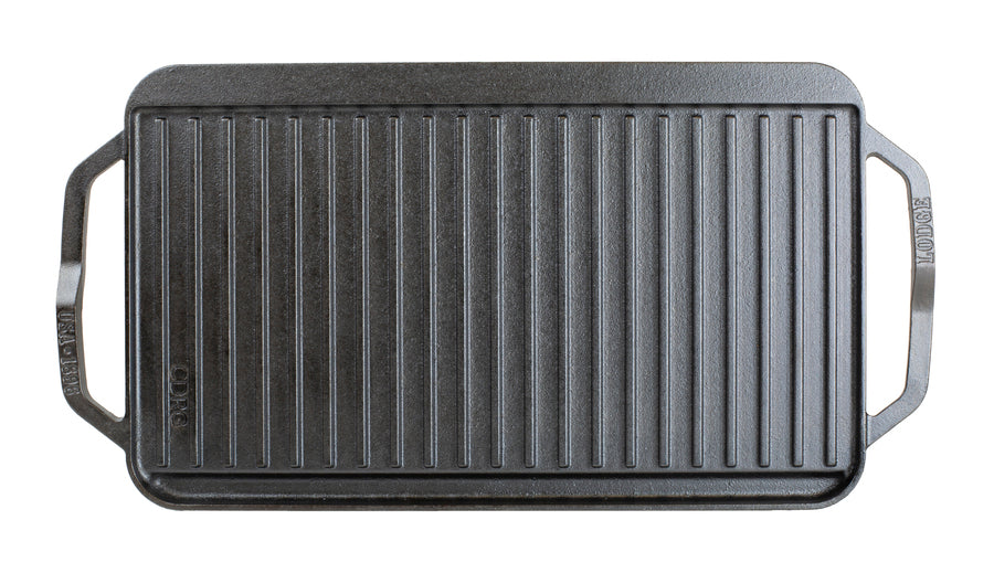 Chef Collection 19.5 x 10 Inch Cast Iron Reversible Grill/Griddle