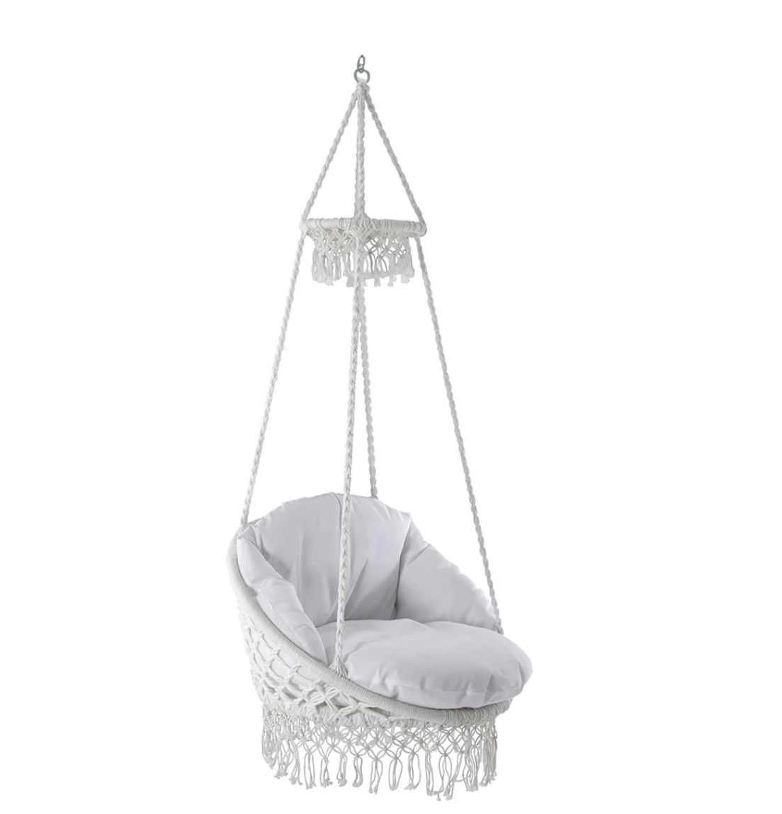 Deluxe Polyester Macrame Chair With Fringe