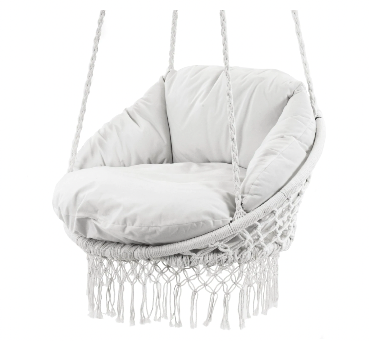 Deluxe Polyester Macrame Chair With Fringe