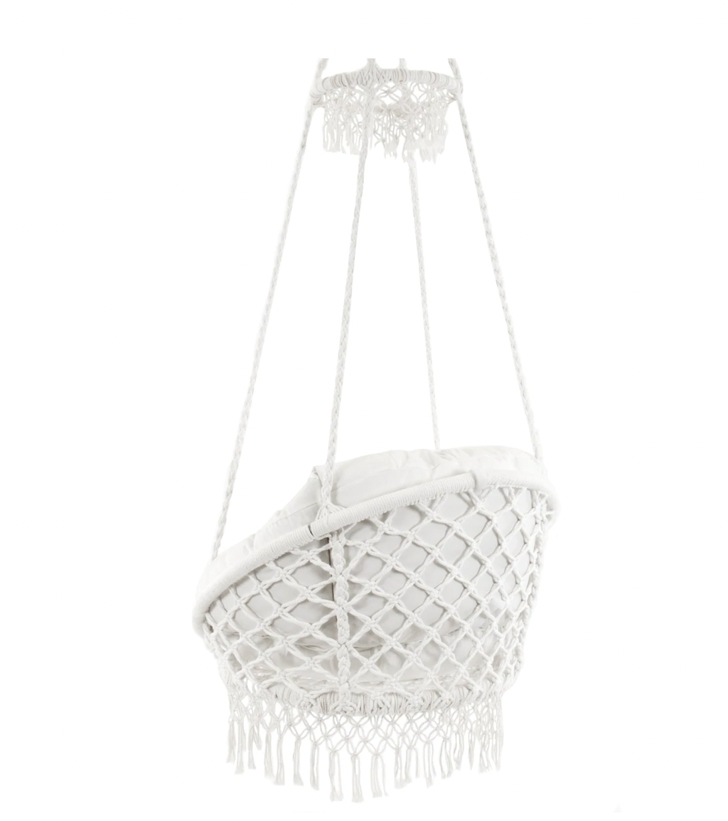 Deluxe Polyester Macrame Chair With Fringe