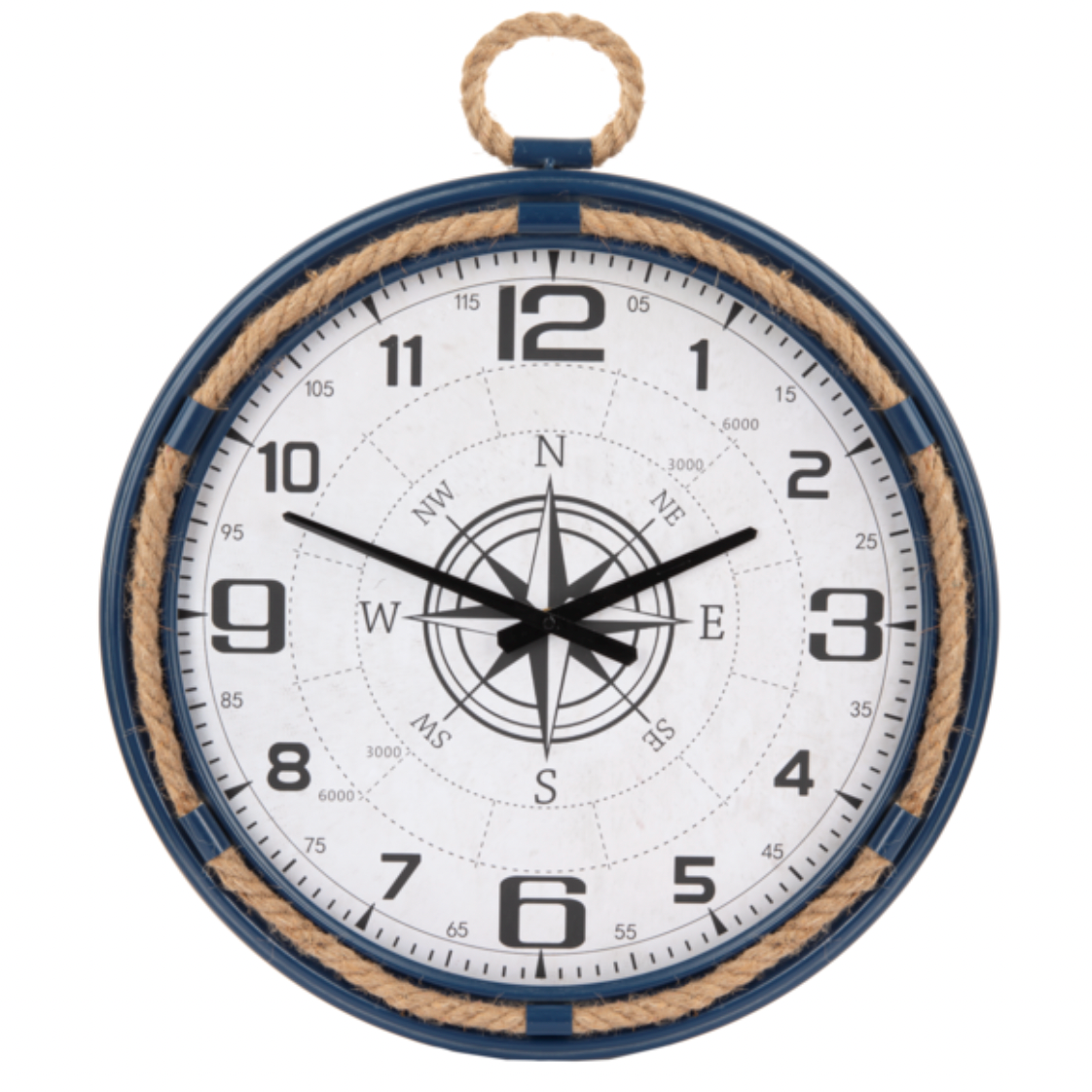 Rope Frame Compass Wall Clock - Navy