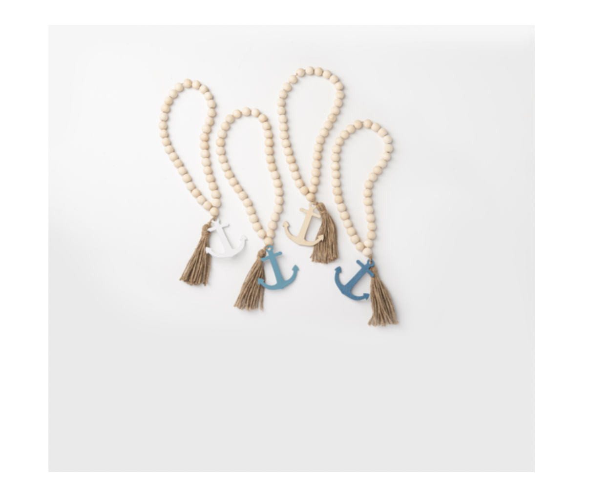 Wood Beaded Loop with Tassel & Anchor Charm