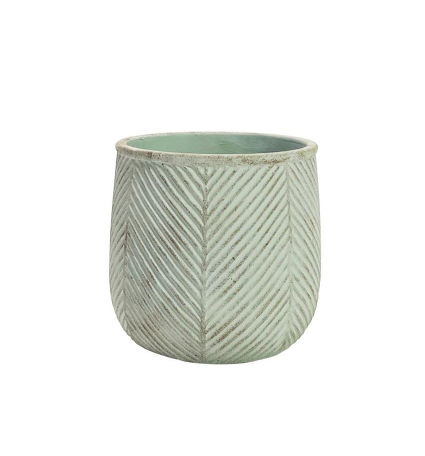 Green Chevron Pot