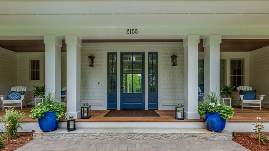 blue painted  front door 