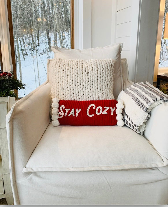 stay cozy christmas pillow