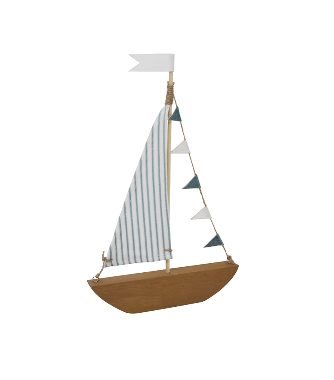 Wooden Sailboat with Flags