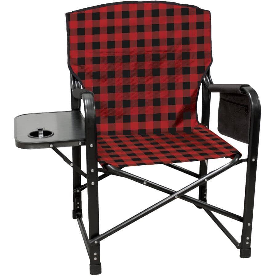 KUMA Plaid Adult Camping Chair, with Side Table